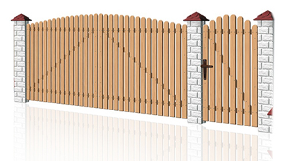 betónové ploty drevené brány